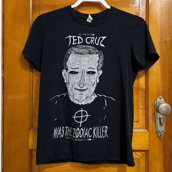 Ted Cruz Zodiac Killer Black Short Sleeve Tee T-shirt Women’s US Small - Picture 1 of 5